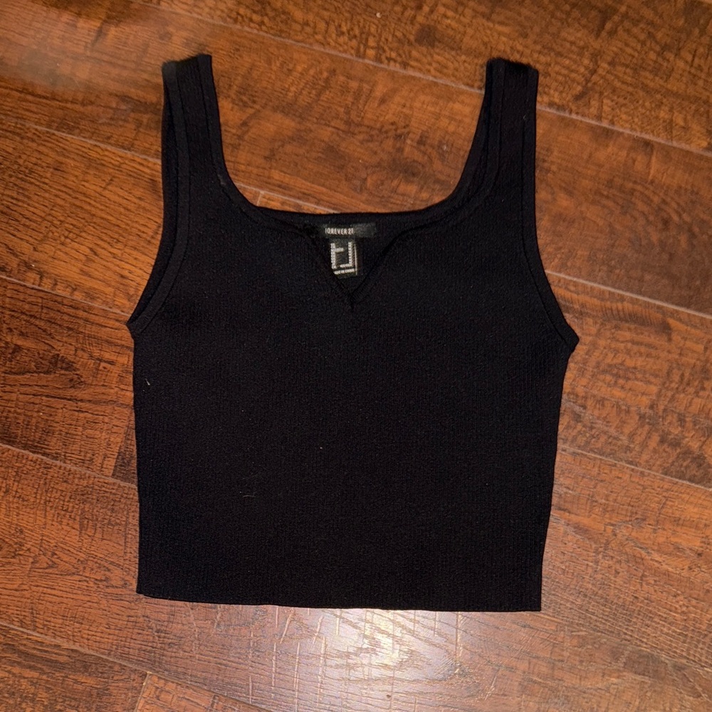 Forever 21 Black Ribbed Crop Top